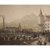 Engraving: ‘Troops Embarking at Lucerne’