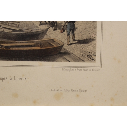 Engraving: ‘Troops Embarking at Lucerne’