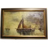 Tableau \"Bateaux dans un port\" signé F. BROCKMAN