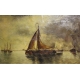 Tableau "Bateaux dans un port" signé F. BROCKMAN