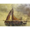 Tableau \"Bateaux dans un port\" signé F. BROCKMAN