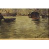 Tableau \"Bateaux dans un port\" signé F. BROCKMAN