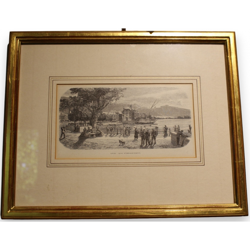 Engraving: ‘Vevey: Quai d’Embarquement’