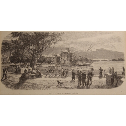 Engraving: ‘Vevey: Quai d’Embarquement’