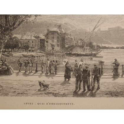Engraving: ‘Vevey: Quai d’Embarquement’