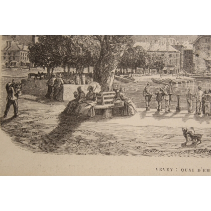 Engraving: ‘Vevey: Quai d’Embarquement’