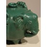Eléphant en céramique vernisée verte