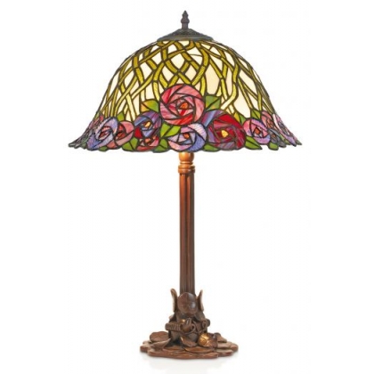 Lampe style Tiffany, décor roses