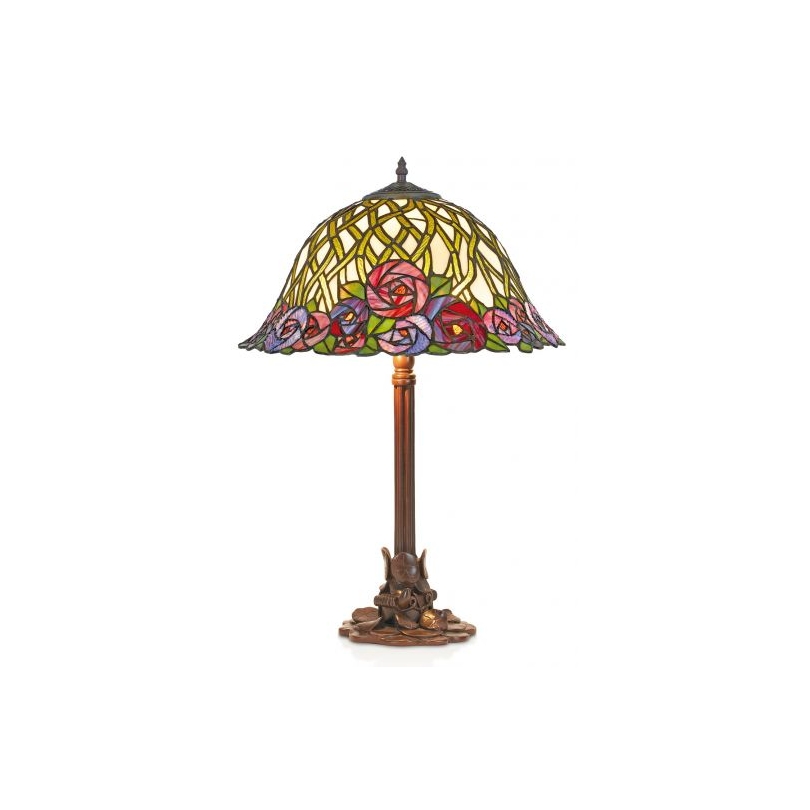 Lampe style Tiffany, décor roses