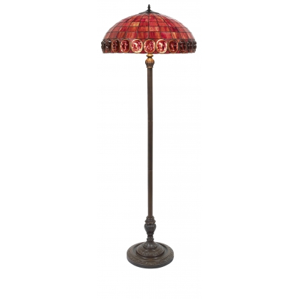 Lampadaire style Tiffany, abat-jour rouge