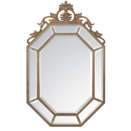 Miroir à parcloses octogonal avec fronton