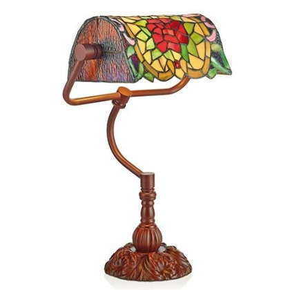 Tiffany-style desk lamp, red flower design