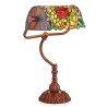 Lampe de bureau style Tiffany, décor fleur rouge