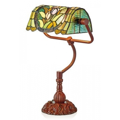 Tiffany-style desk lamp, with green floral design