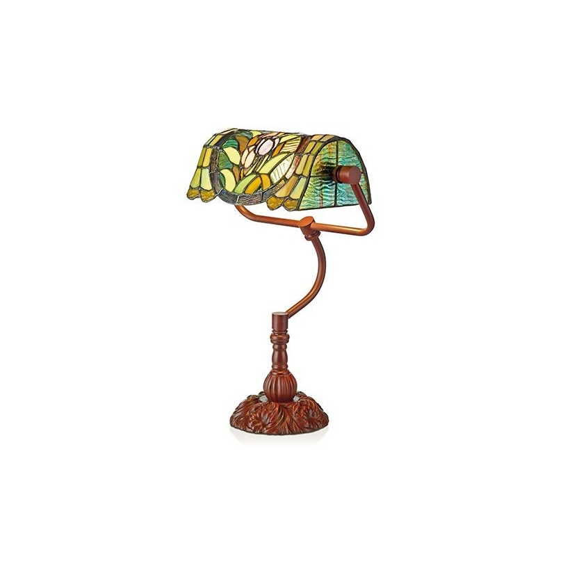 Tiffany-style desk lamp, with green floral design