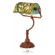 Lampe de bureau style Tiffany, décor fleurs vert