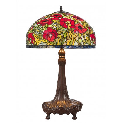 Lampe style Tiffany, abat-jour coquelicots