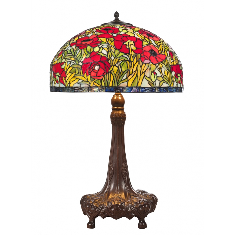 Lampe style Tiffany, abat-jour coquelicots