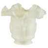 Tulipe en verre blanc satiné bord rose