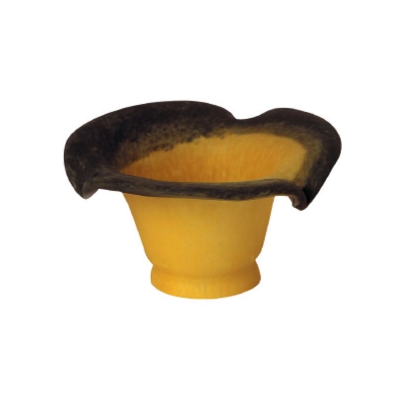 Yellow glass tulip with a green rim