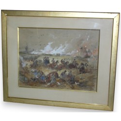 Acuarela «Escena de batalla de Waterloo».  en Moinat SA  - Antigüedades y decoración -  Gouaches, acuarelas, pasteles