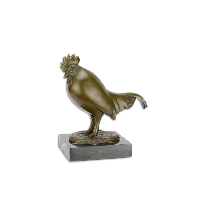 Bronze rooster on a black marble plinth