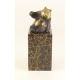 Bronze Panda assis, socle en marbre noir veiné