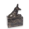 Two bronze hippos, on a black marble plinth