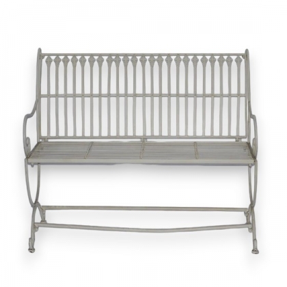 White-painted iron folding bench
