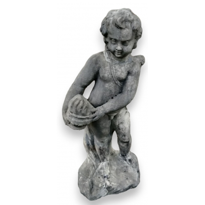 Cherub-Skulptur aus weißem Carrara-Marmor bei  Moinat SA  – Antiquitäten und Dekoration