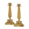 Pair of gilded bronze candlesticks, restored