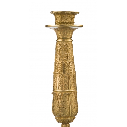 Pair of gilded bronze candlesticks, restored