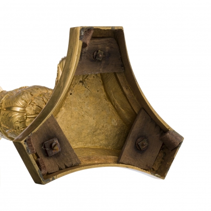 Pair of gilded bronze candlesticks, restored
