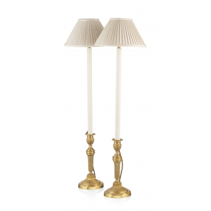 A pair of Louis XVI-style candlesticks converted into a lamp