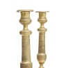 Pair of guilloché-decorated Empire-style candlesticks