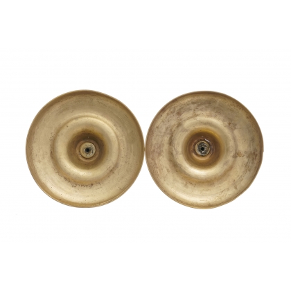 Pair of guilloché-decorated Empire-style candlesticks