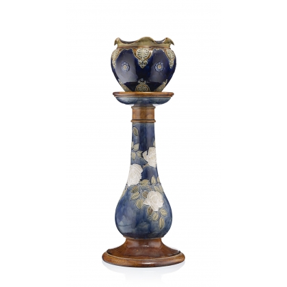 Cache-pot et sa sellette en Royal Doulton