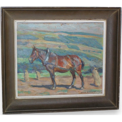 Tableau \"Cheval\", signé.