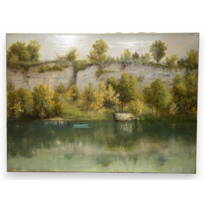 Tableau \"Falaise de l\'Arve\" signé E.D. de MADELIN
