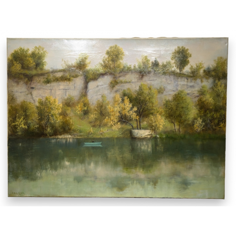 Tableau \"Falaise de l\'Arve\" signé E.D. de MADELIN