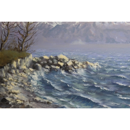 Tableau \"La Dent d\'Oche\" signé E.D. de MADELIN