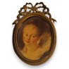 Petit cadre ovale Napoléon III en laiton "Noeud"