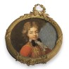 Petit cadre rond Napoléon III en laiton "Couronne"