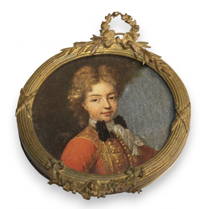 Petit cadre rond Napoléon III en laiton "Couronne"