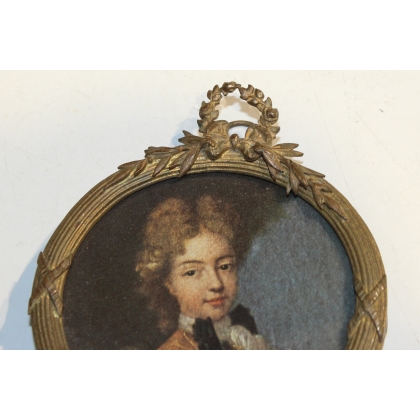 Petit cadre rond Napoléon III en laiton "Couronne"