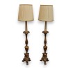 Paire de piques cièrges montées en lampe