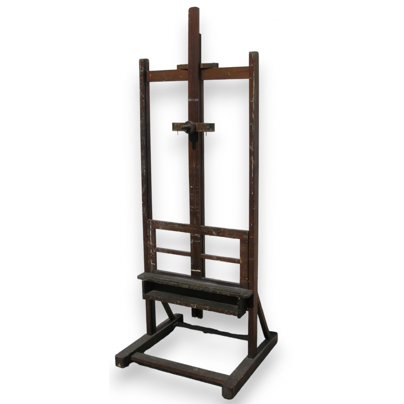 Easel on castors.