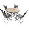 Table ronde et 4 chaises en fer forgé