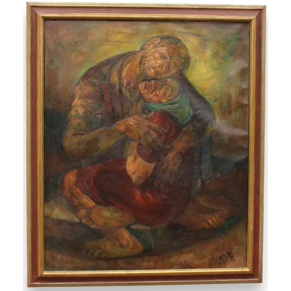 Tableau \"Couple enlacé\" monogrammé RB 67