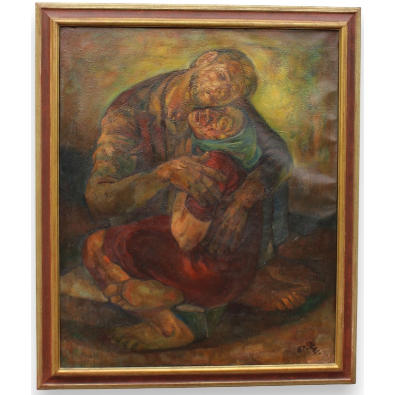 Tableau \"Couple enlacé\" monogrammé RB 67